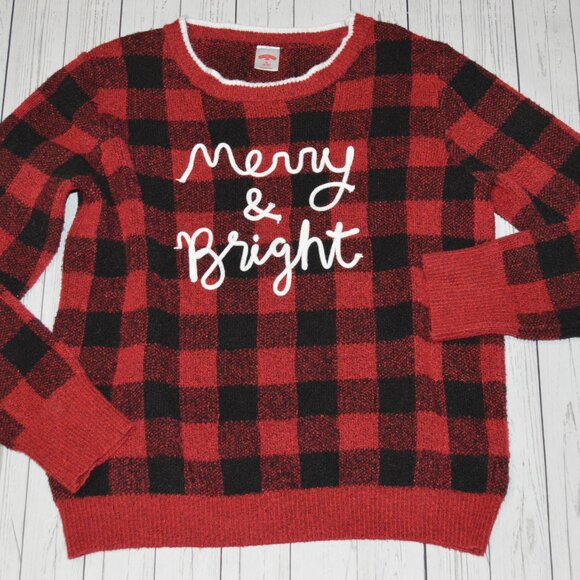 Holiday Time Sweaters - Buffalo Plaid Christmas Holiday Sweater - Medium (8-10)
